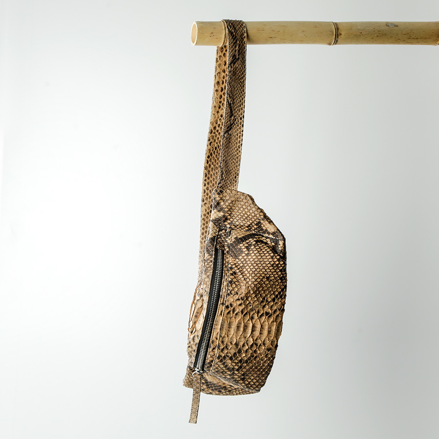 kundalini crossbody bum bag python skind - cognac