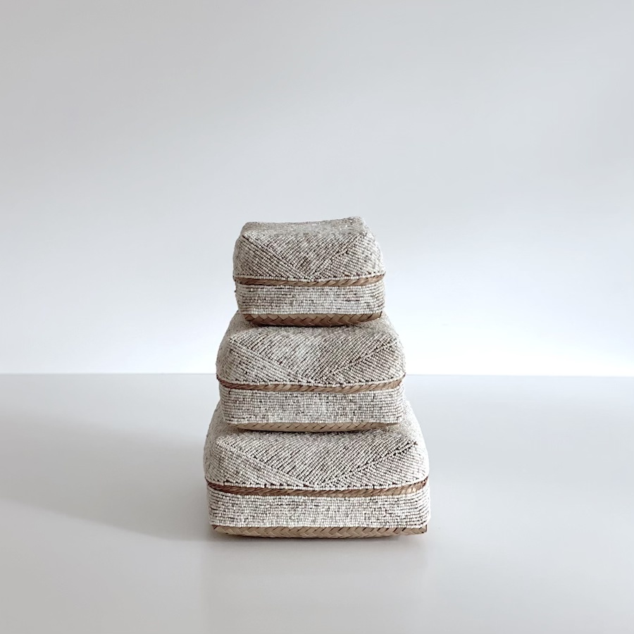 flad Perlekurv fra Bali kurv æske